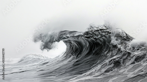 A misty gray tide wave isolated on solid white background.