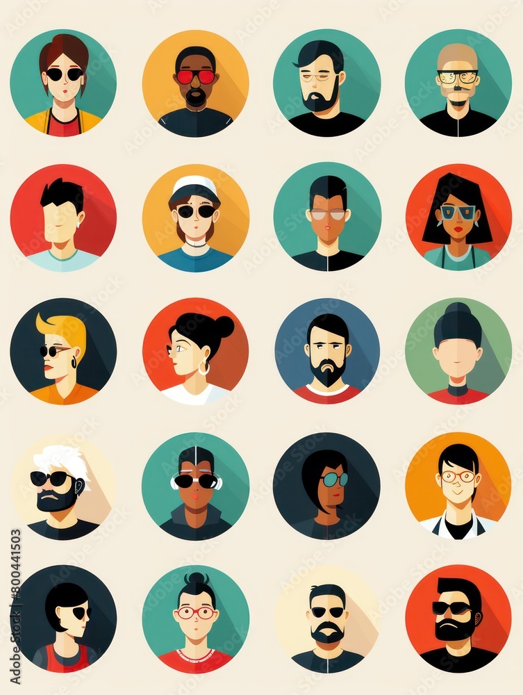 portrait illustration icons set with simple flat design portrait illustration icons set with simple flat design