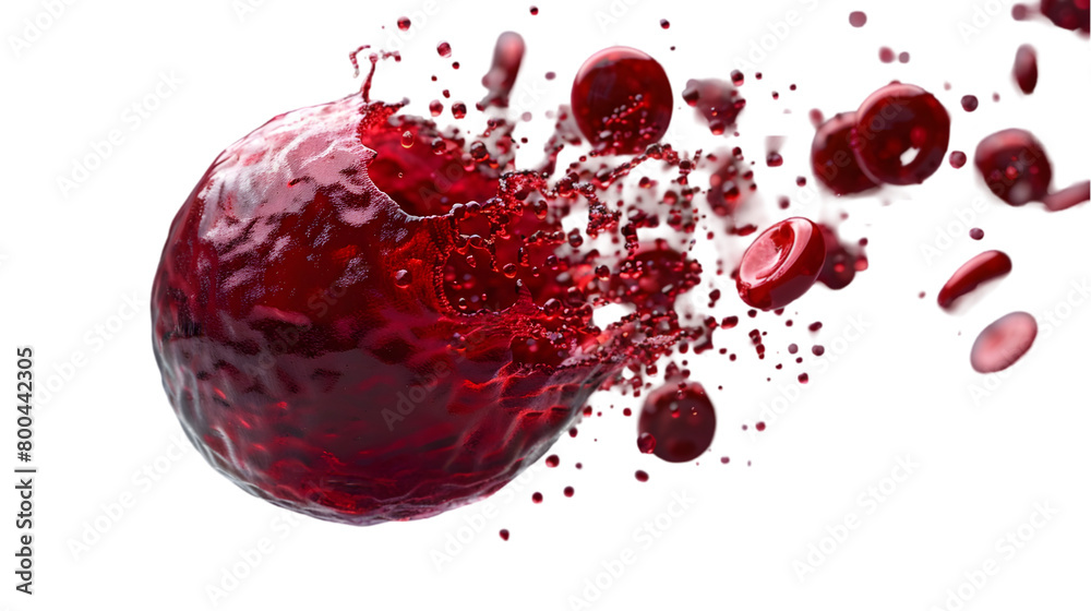 Erythrocytes blood cell stream isolated on transparent background.