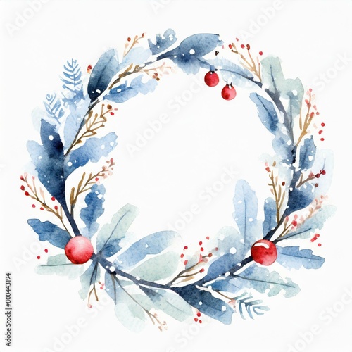 Wianek okrągła ramka świąteczna zimowa