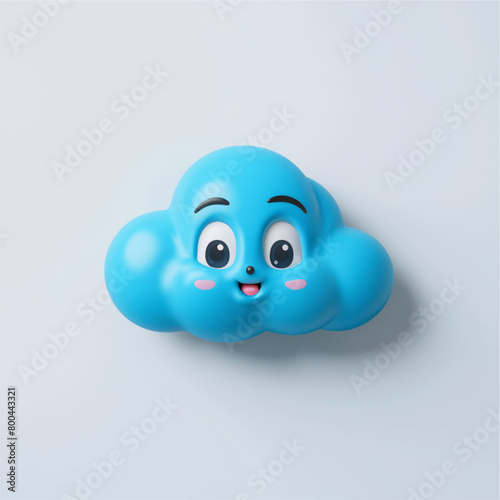 A whimsical 3d render illustration of a cartoon cloud