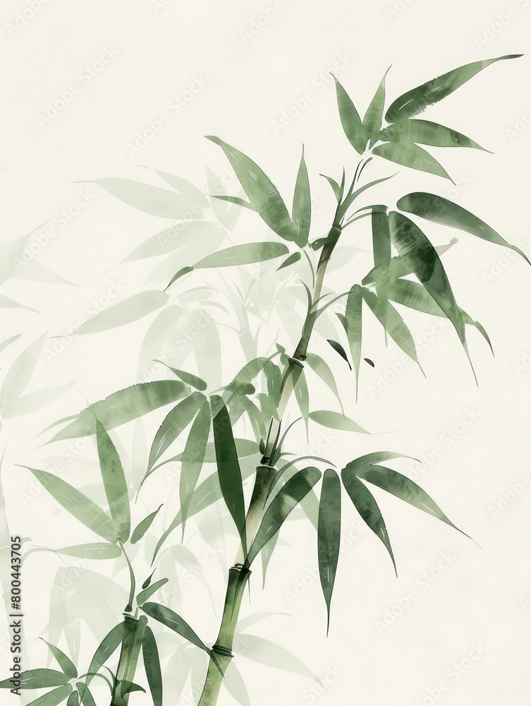 Fototapeta premium beautiful bamboo single branch illustration
