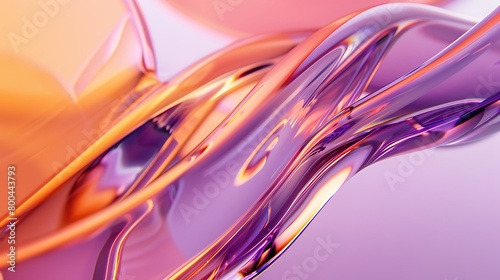 Organic Glass Forms: Abstract Macro Art, Purple & Apricot Gradients, Redshift 3D Render, Studio Lighting