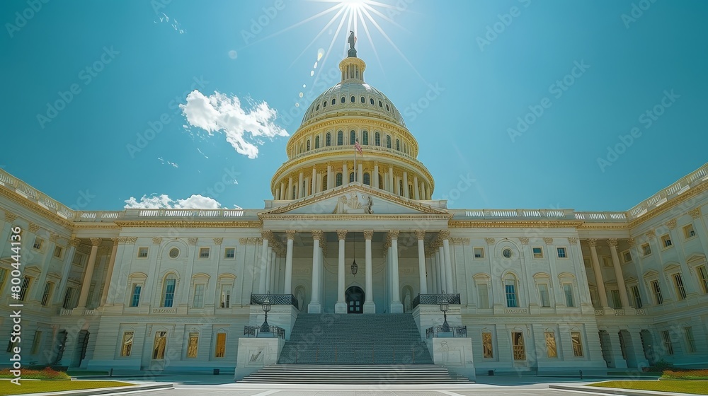Obraz premium The Capitol Building symbolizes democracy with its grand neoclassical architecture and iconic dome.