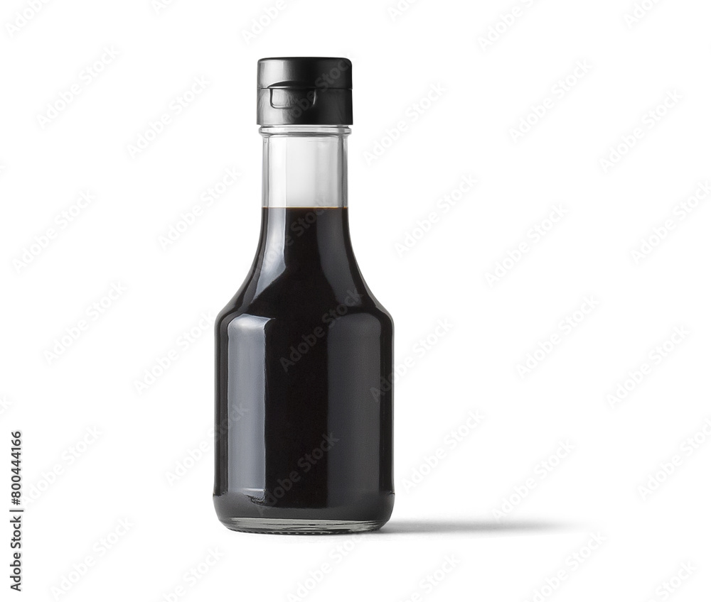 Dark Soy Sauce glass bottle, black glass on white background Dark Soy Sauce glass bottle, black glass on white background