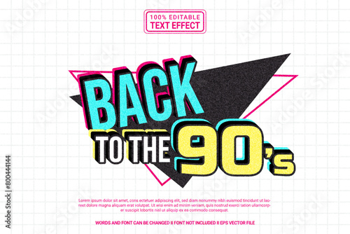 Editable text effect Back to the 90s 3d cartoon template style modern premium vector