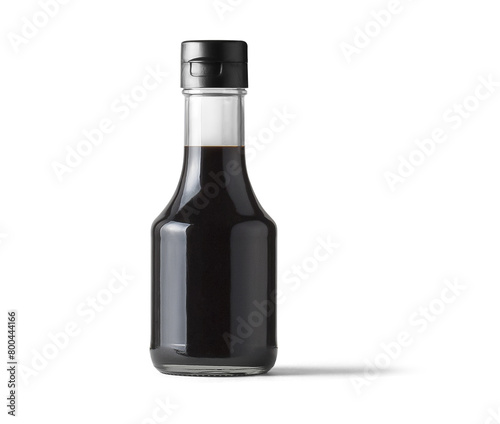  Dark Soy Sauce glass bottle, black glass on white background