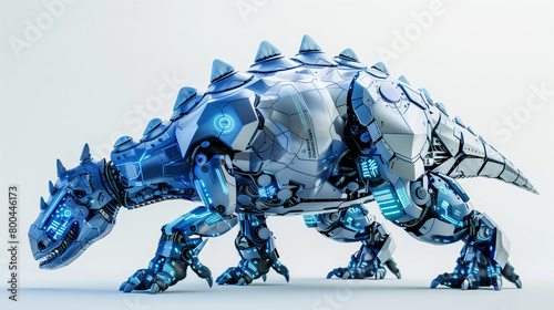 Robotic Stegosaurus on White Background