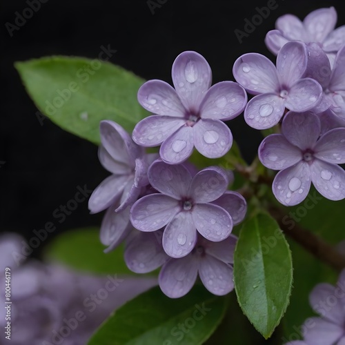Dew-Kissed Lilac Blossoms Against a Dark Background in Springtime © ElseThen