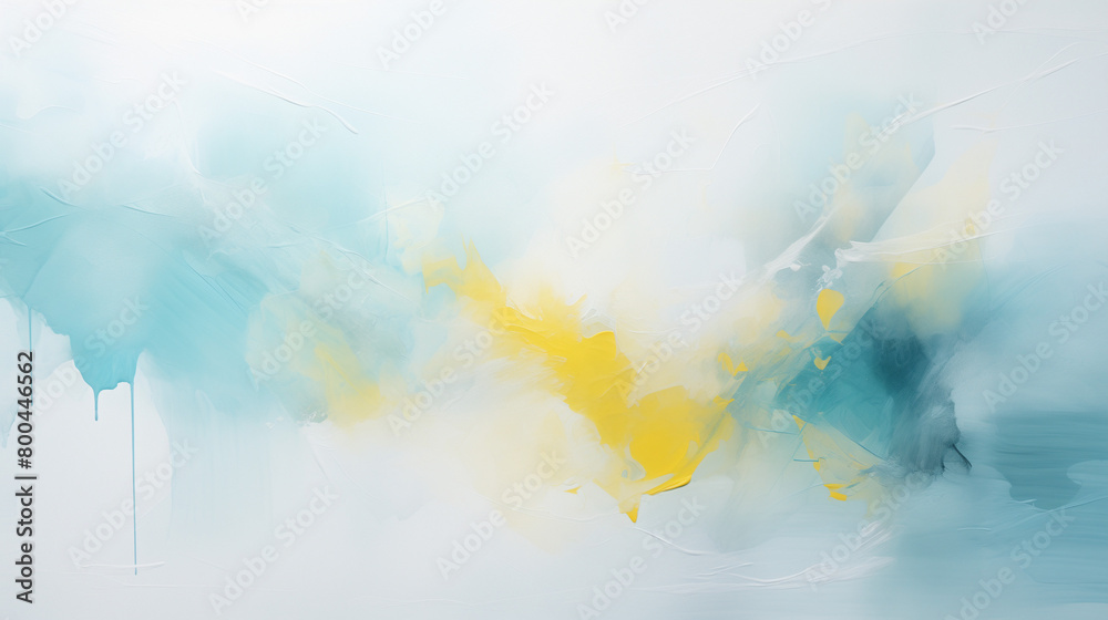 Soft Abstract Splash, Yellow and Blue Watercolor, Serene Artistic Background