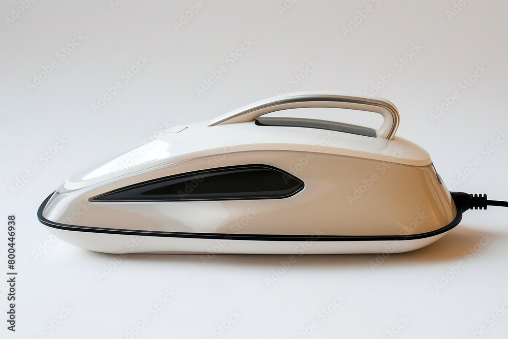 A compact travel iron with a foldable handle, saving space and making it convenient for travel. A compact travel iron with a foldable handle, saving space and making it convenient for travel.