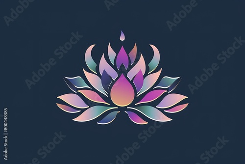 A logo with an abstract lotus flower  representing purity and enlightenment