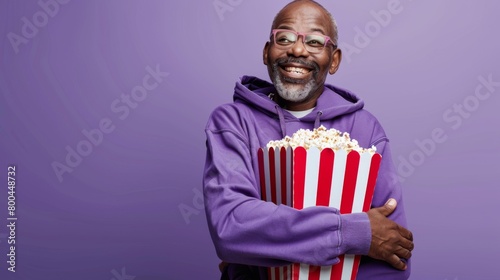 Man Embracing a Popcorn Bucket