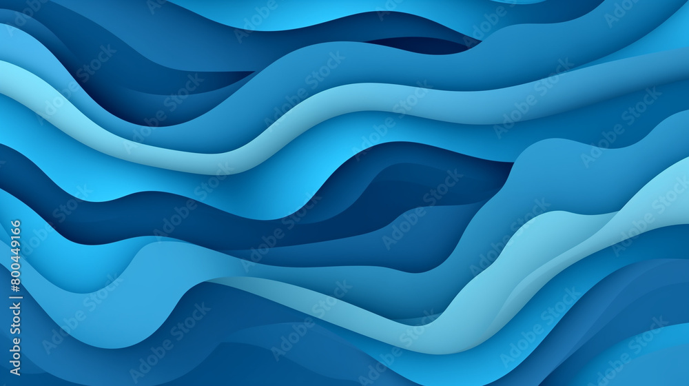 Fototapeta premium Abstract Ocean Waves, Deep Blue Layers, Fluid Background with Copy Space