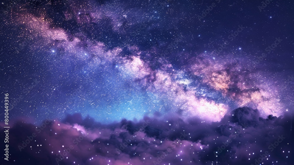 A magical night sky filled with stars and the Milky Way stretching across the horizon.