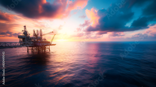 Offshore oil and rig platform, Construction of production process in the sea. Oil platform, Power energy concept © Anthichada