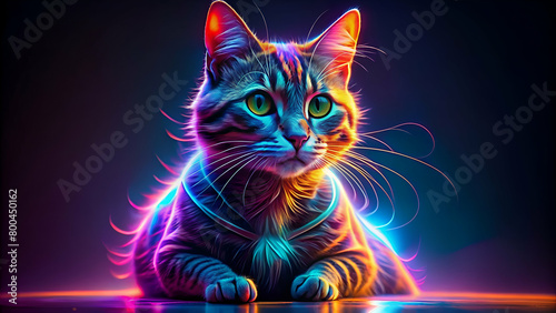 Cat digital Reallistic neon © MeMosz