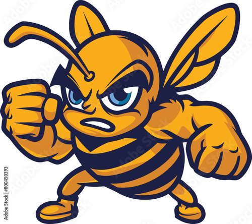 icon of a muscular and angry standing bee