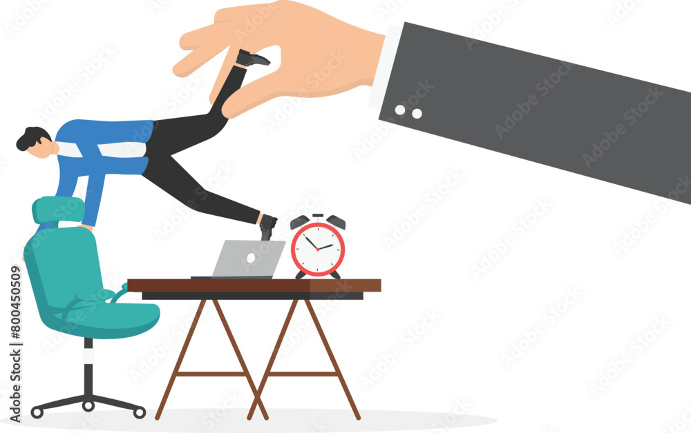 Businessman being dragged away from a office chair by huge hand
Businessman being dragged away from a office chair by huge hand