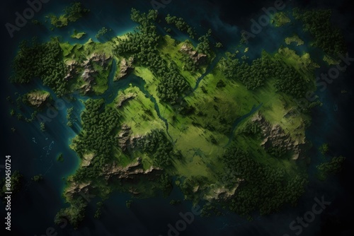A highresolution image of Earth from space highlighting the dense forest regions in vivid green