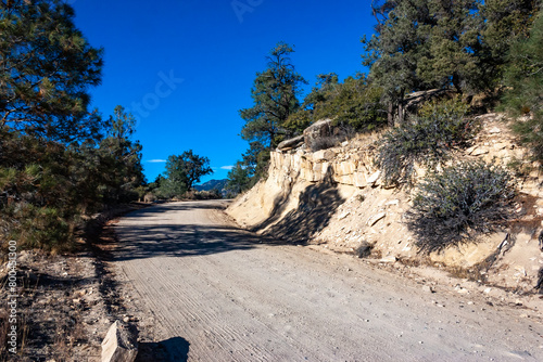 Natural landscape, Dirt road on a mountain pass in the Sierra Nevada mountains, USA photo