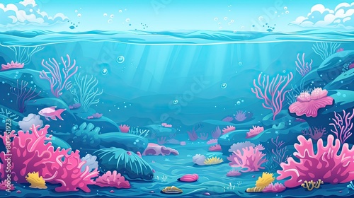 Cartoon Ocean Floor Background: Vector Style photo