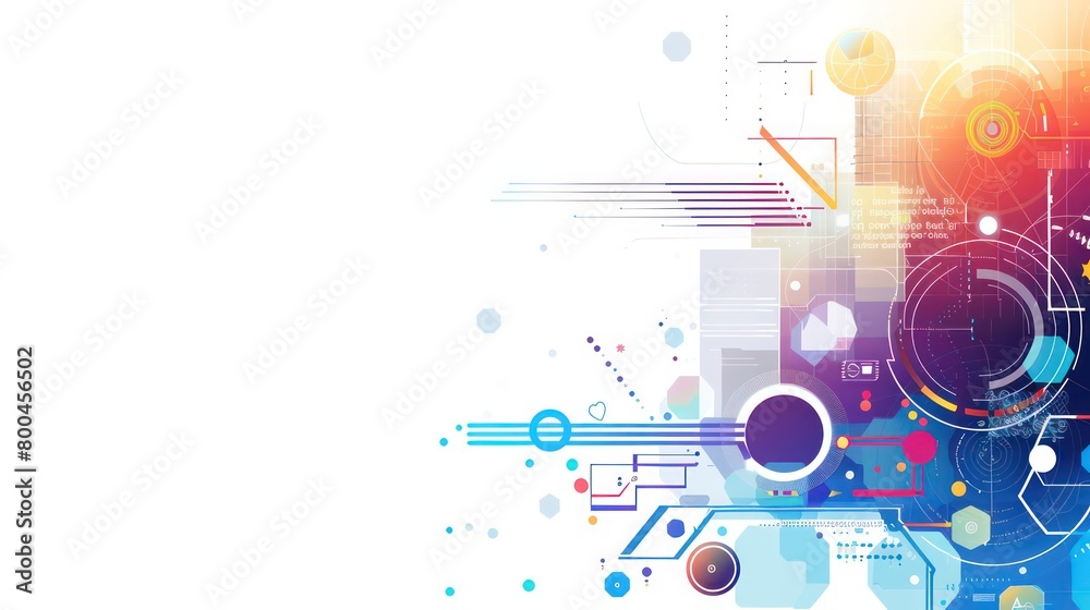 Obraz premium abstract presentation white background with sided blue and purple tech graphics 