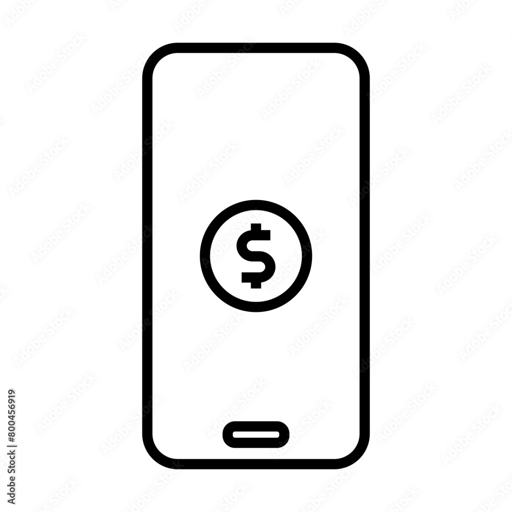 Mobile banking icon. Smartphone icon with a dollar symbol on the screen Mobile banking icon. Smartphone icon with a dollar symbol on the screen