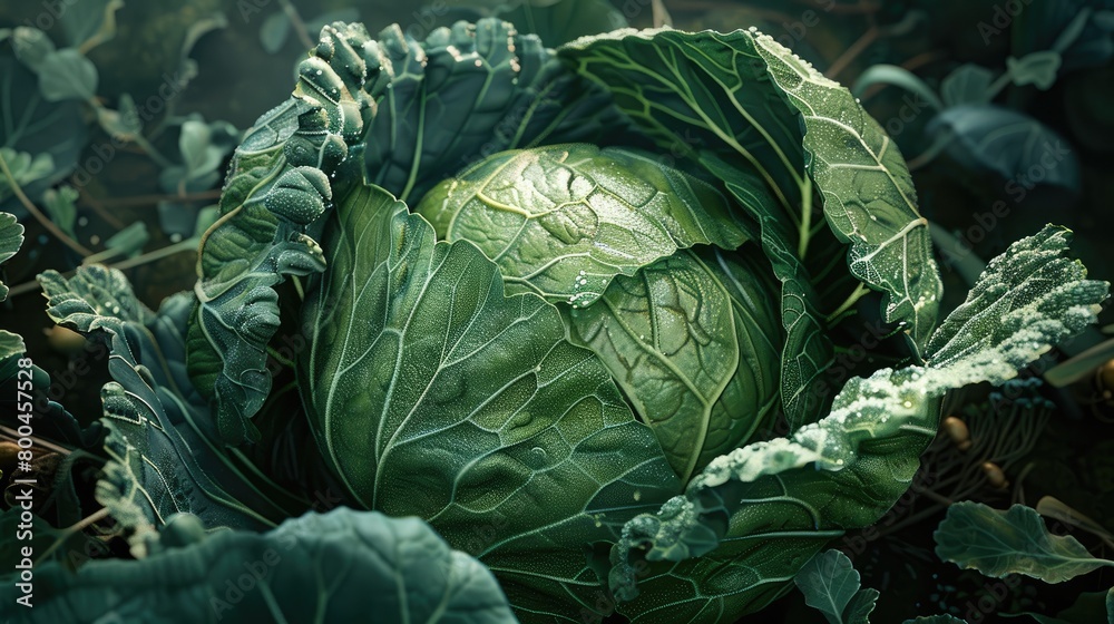 Obraz premium Cabbage in the garden. Selective focus.