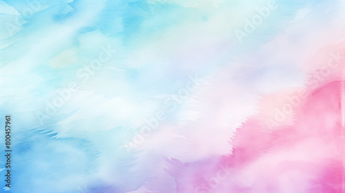 Tranquil Transition: An Abstract Watercolor Painting with a Soft Blend of Colors Transitioning from Blue to Turquoise, Light Blue, and into Pink and Magenta, Evoking a Sense of Serenity and Calmness
