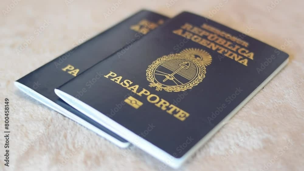 primer plano de unos Pasaportes Argentinos 