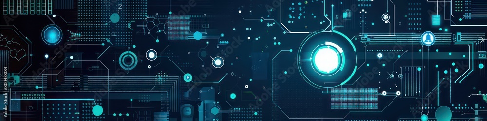 Obraz premium electrical engineering abstract banner design with dark blue background