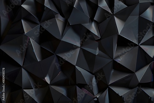 black background, polygonal shape background, paper design, abstract wallpaper, wall art, dark texture with geometric, you can use for ad, product and poster, business presentation Generative AI