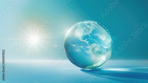 Shield around globe depicts ozone layer's protection from UV on Ozone Day. International Ozone Protection Day, 16 September © cvetikmart