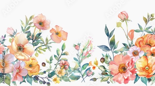 botanical border watercolored frame illustration background