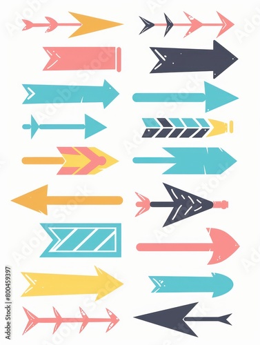 arrows and pointers sticker doodle icons illustration on a white background