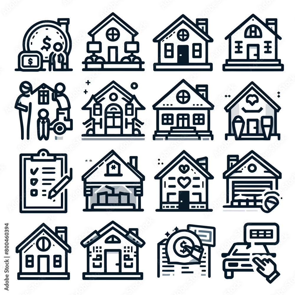  outline outline real estate icon silhouette vector illustration white background. real estate, property, buying, renting, house, home. Outline icon collection. Editable stroke