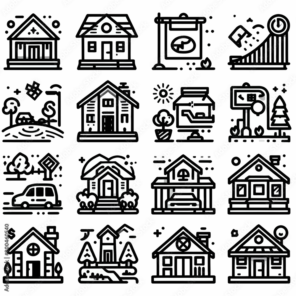  outline outline real estate icon silhouette vector illustration white background. real estate, property, buying, renting, house, home. Outline icon collection. Editable stroke