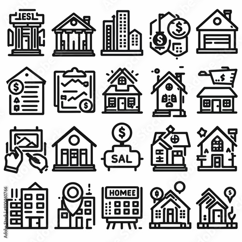  outline outline real estate icon silhouette vector illustration white background. real estate, property, buying, renting, house, home. Outline icon collection. Editable stroke © sahenur89