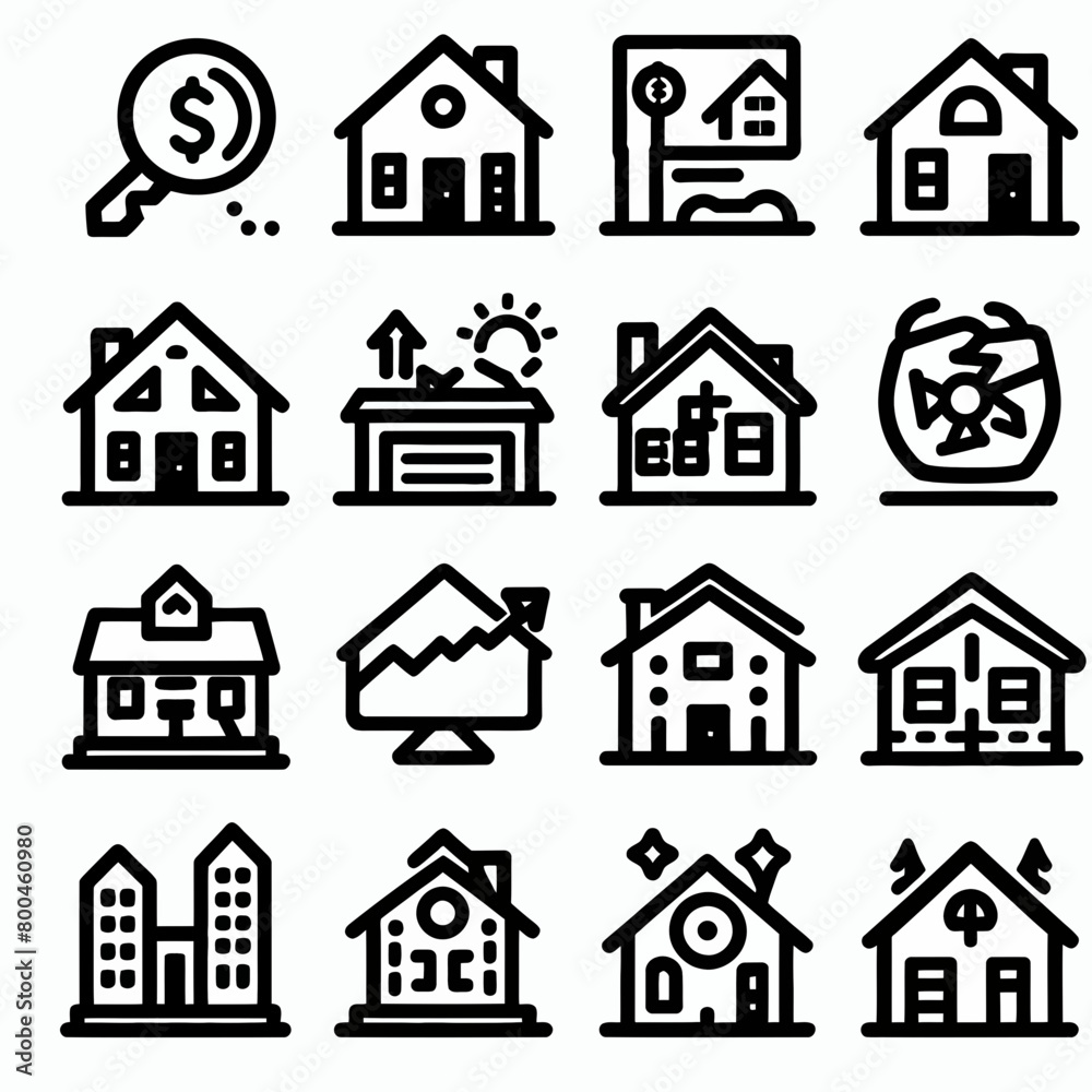  outline outline real estate icon silhouette vector illustration white background. real estate, property, buying, renting, house, home. Outline icon collection. Editable stroke