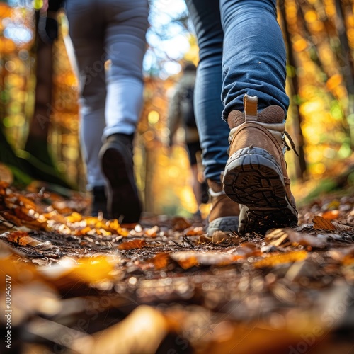 Group of Friends Hiking On A Nature