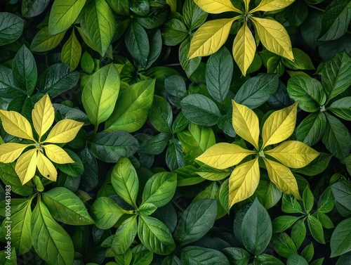 plants and leaves background in deep yellow and green colors