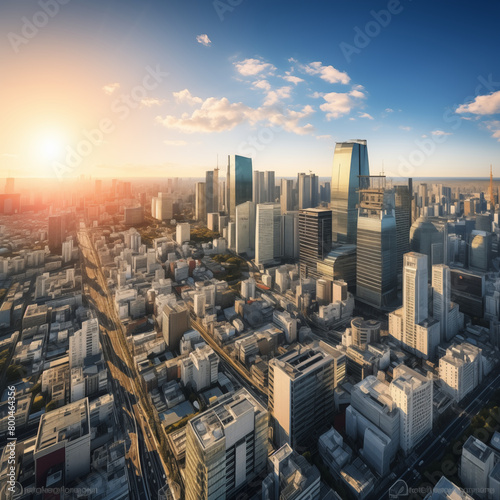 city skyline at sunset  Aerial view of cityscape of Tokyo  capital city of Japan at sunset  skyscrapers skyline of modern district Shinjuku - landscape panorama of Japan from above  Asia stock photo
