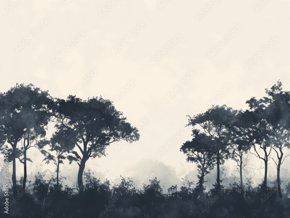 Trees on a Hill in Black and White Trees on a Hill in Black and White