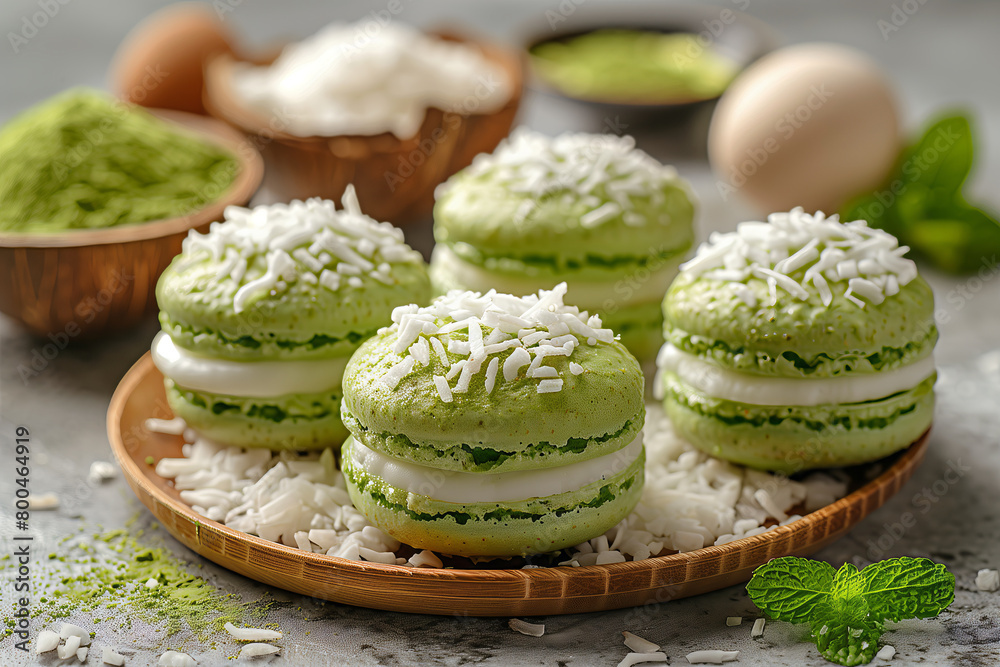 Matcha Coconut Macaroons: chewy and flavourful macaroons with a vibrant green hue, made of shredded coconut, egg whites, matcha powder and sweetener. Matcha Coconut Macaroons: chewy and flavourful macaroons with a vibrant green hue, made of shredded coconut, egg whites, matcha powder and sweetener.