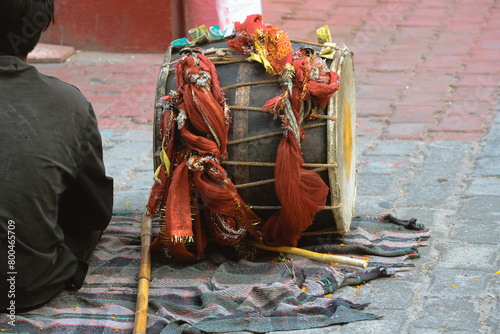 Ritual drum near Durga Kunjapuri Temple in India.