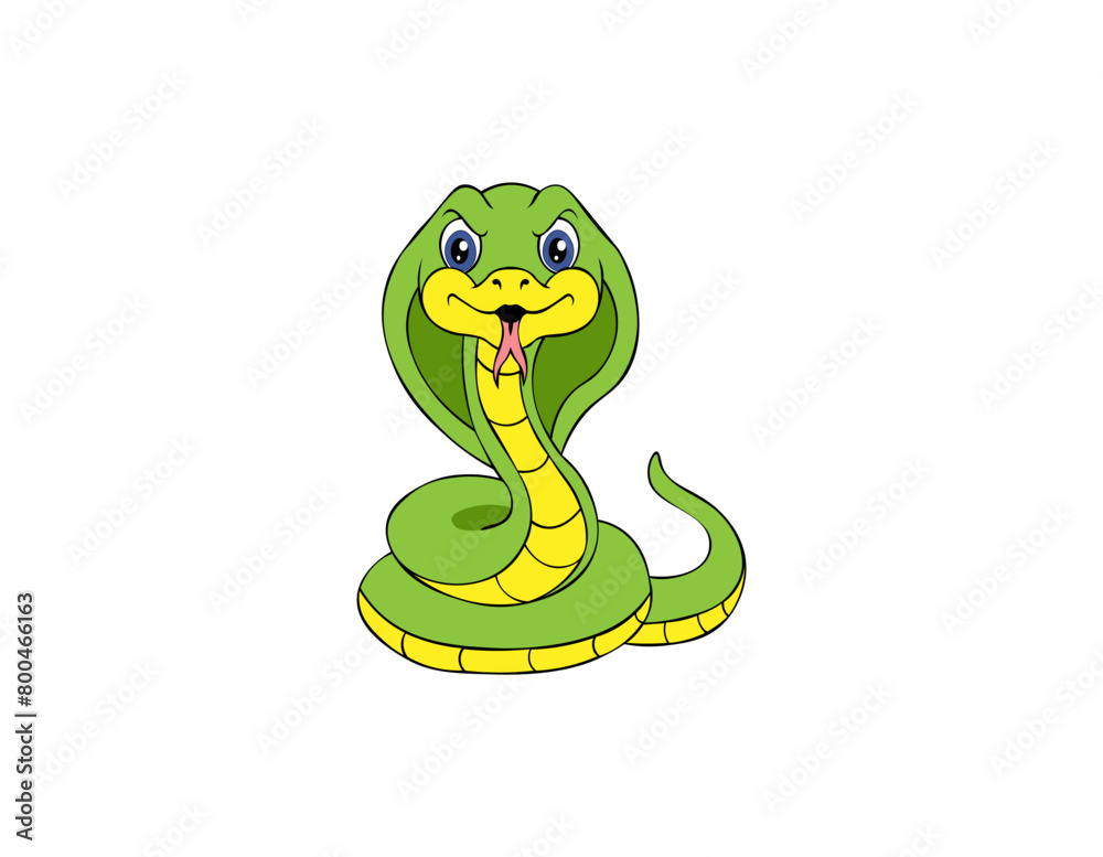 Fototapeta premium Vector illustration of a cartoon snake with its tongue hanging out 