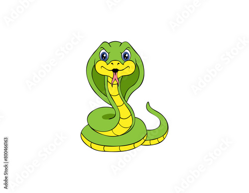 Vector illustration of a cartoon snake with its tongue hanging out	
