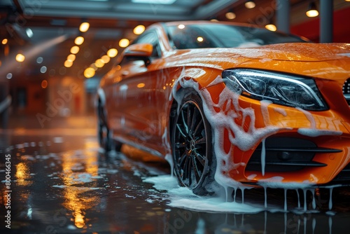 Luxury car in a carwash foam cleaning © gearstd