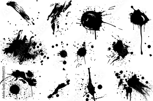 Set of vector brushes, brush stroke patterns. Grunge design elements for social networks. Rectangular text boxes or speech bubbles. Banners with messy disaster texture for stories and social media pos